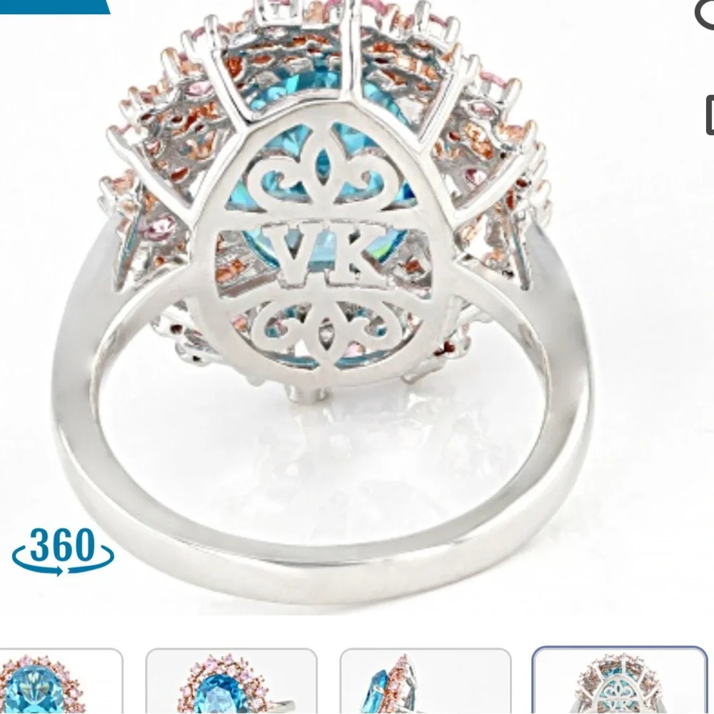 |Vanna K for Bella Luce Blue Pink Cubic Zirconia Platineve Ring 9.82ctw size 10 - Picture 3 of 7